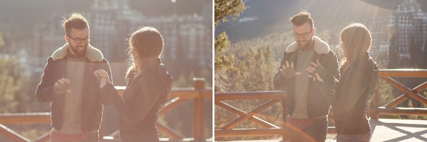 Bow Falls, engagement photos, The Fairmont Banff Springs Hotel