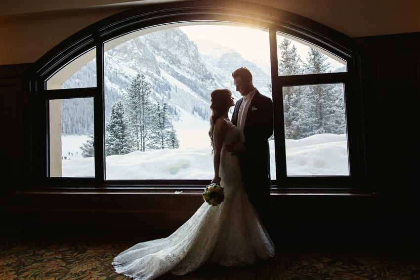 wedding portrait at the Fairmont Hotel Lake Louise