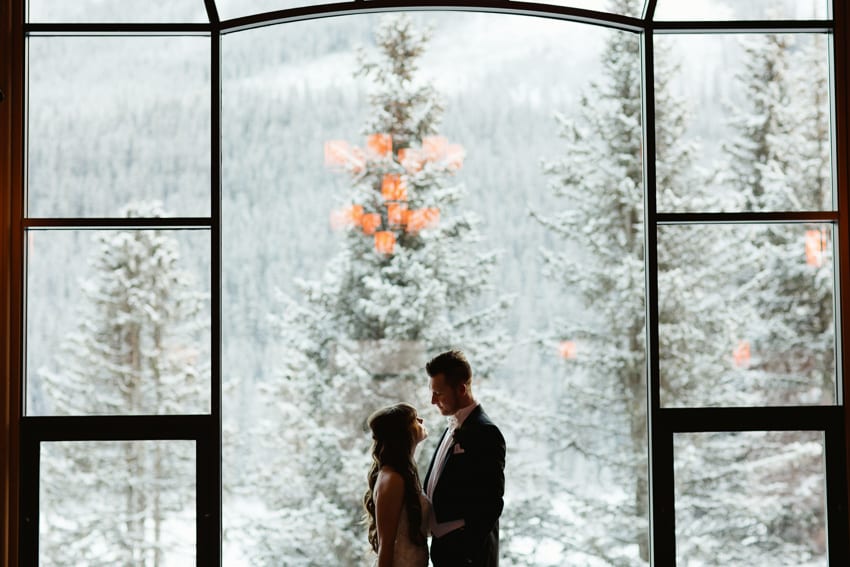 wedding portrait Fairmont hotel Lake Louise