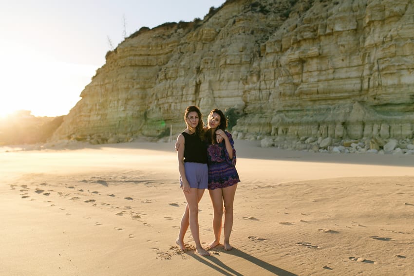 sisters on beach