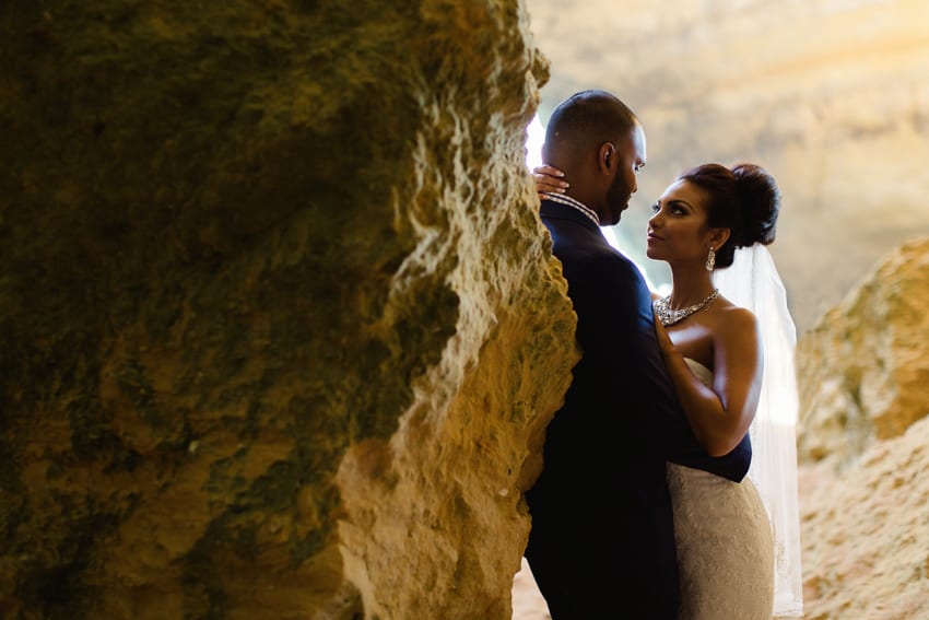 Couple enjoying hillside view, Chas de Egua, Portugal - Stock