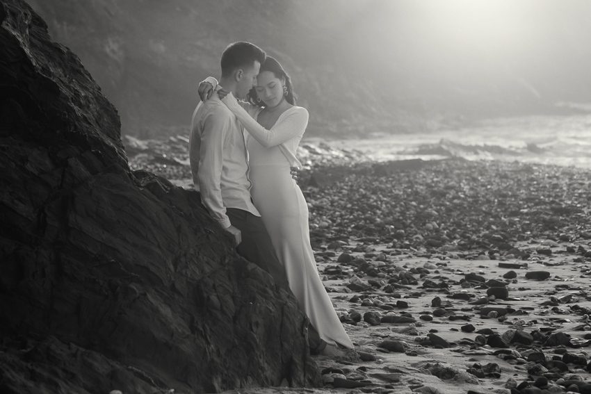 romantic beach wedding portraits