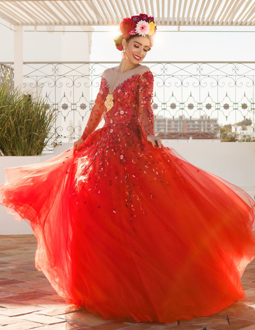 red wedding dress, Bridal editorial