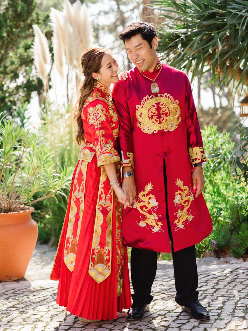 Chinese wedding bride and groom portrait