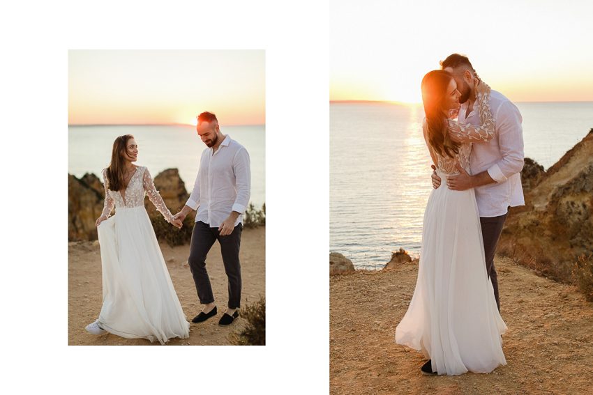 algarve clifftop, wedding sunrise portrait