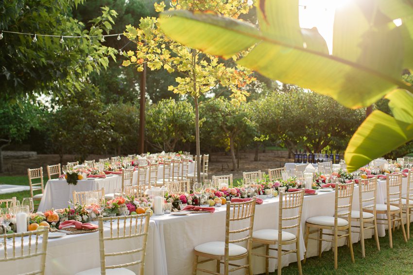 garden wedding table set up
