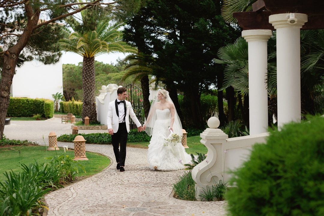 bride and groom, first look, 1st look, vila vita Parc wedding, Algarve wedding