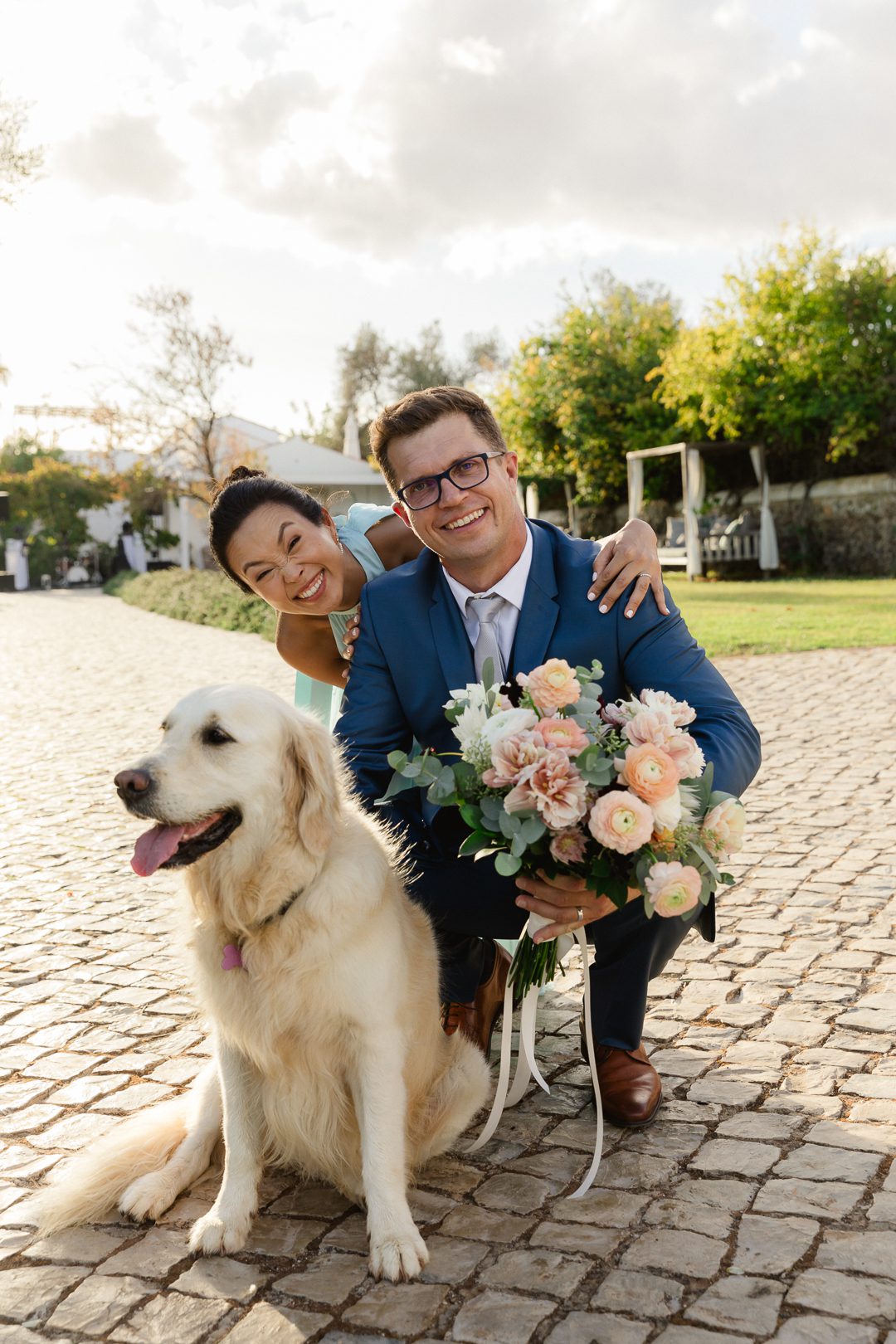 wedding pets, groom and dog, 