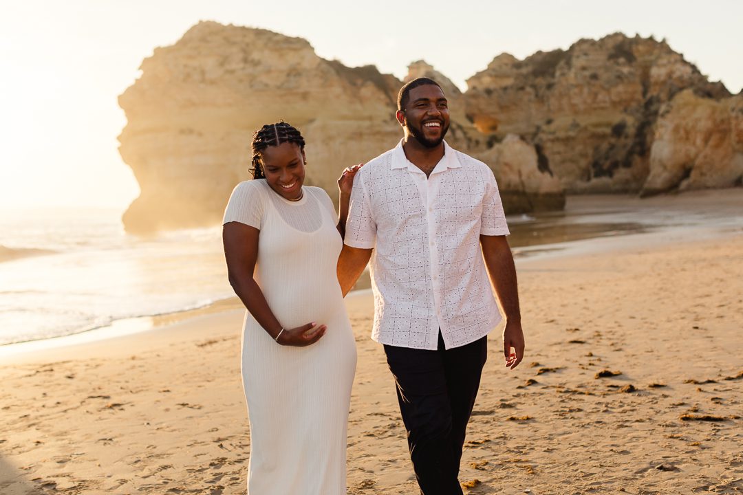 Portugal photographer, lifestyle portraits, beach portraits, babymoon session