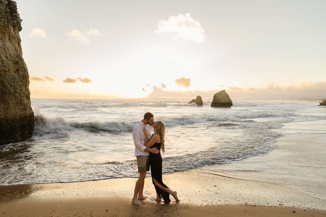 Reflective and romantic engagement session in Portugal following a surprise proposal 
