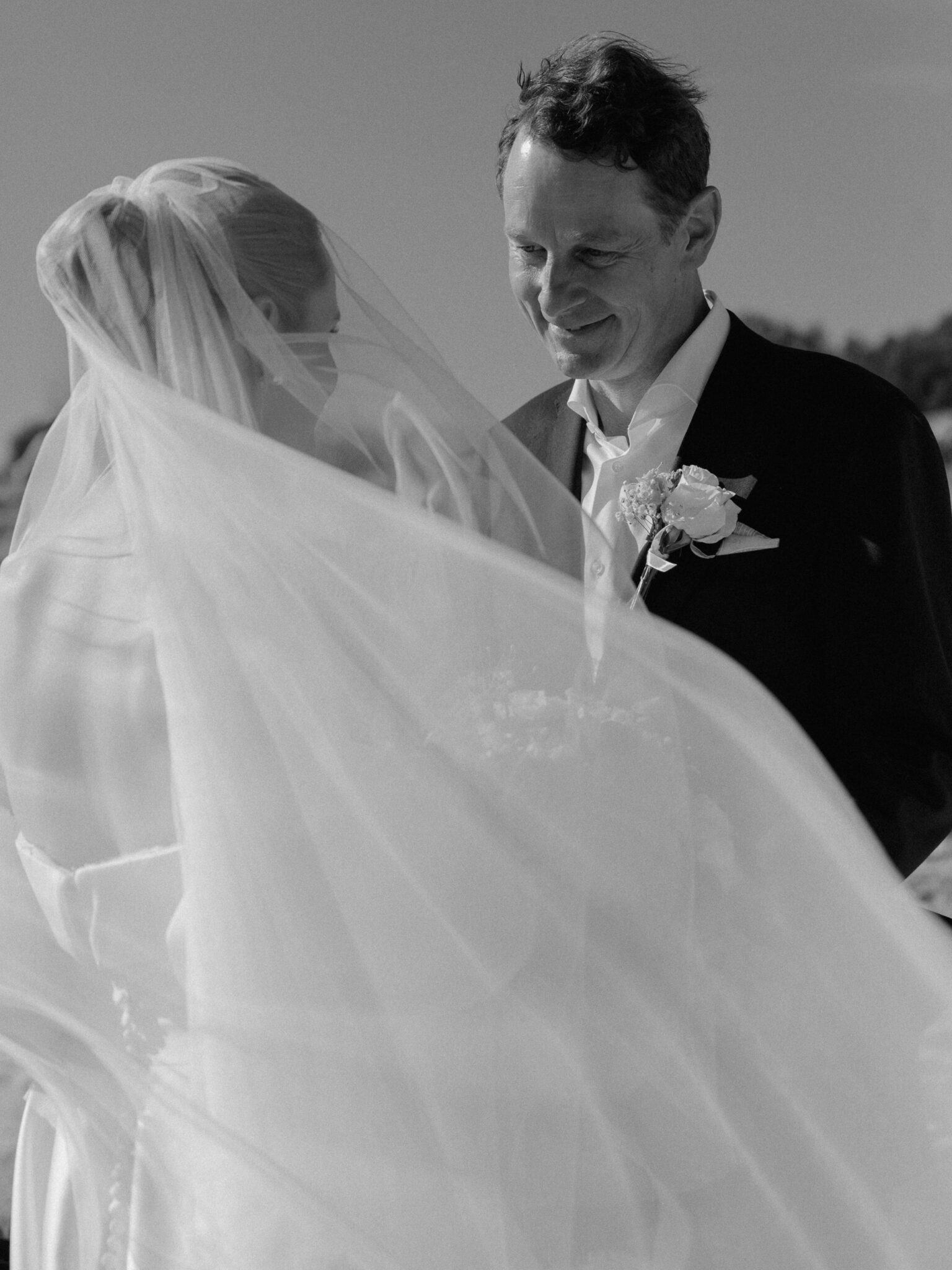 Bride and groom during an intimate clifftop ceremony in the Algarve, Portugal
