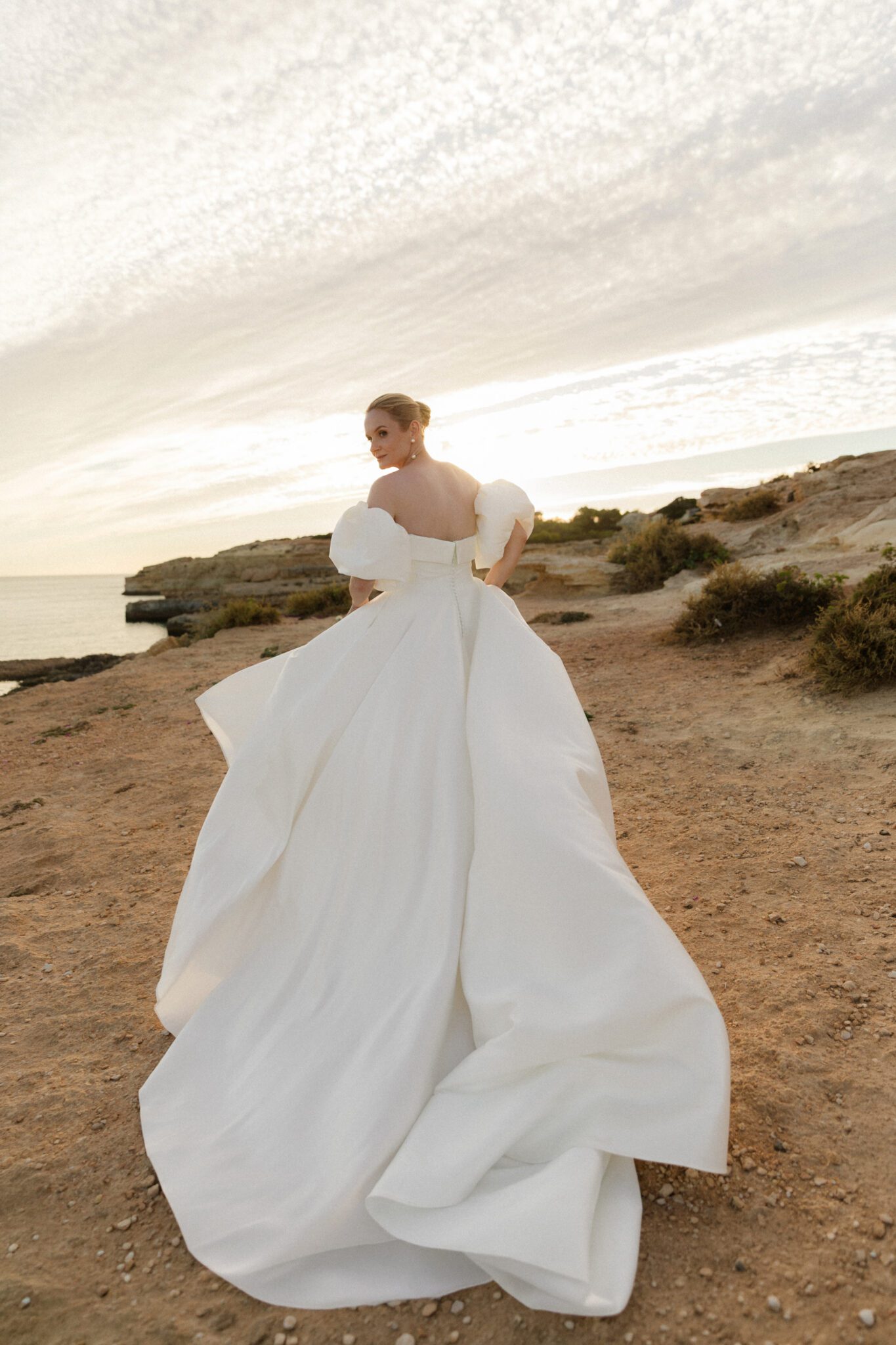 Clifftop bridal portrait Portugal