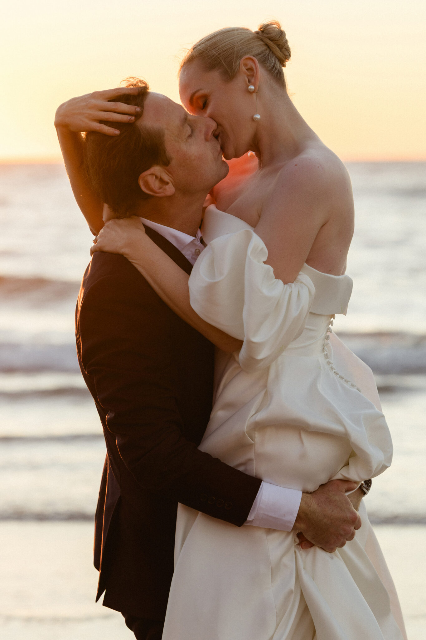Wild Algarve beach at sunset bridal portraits
