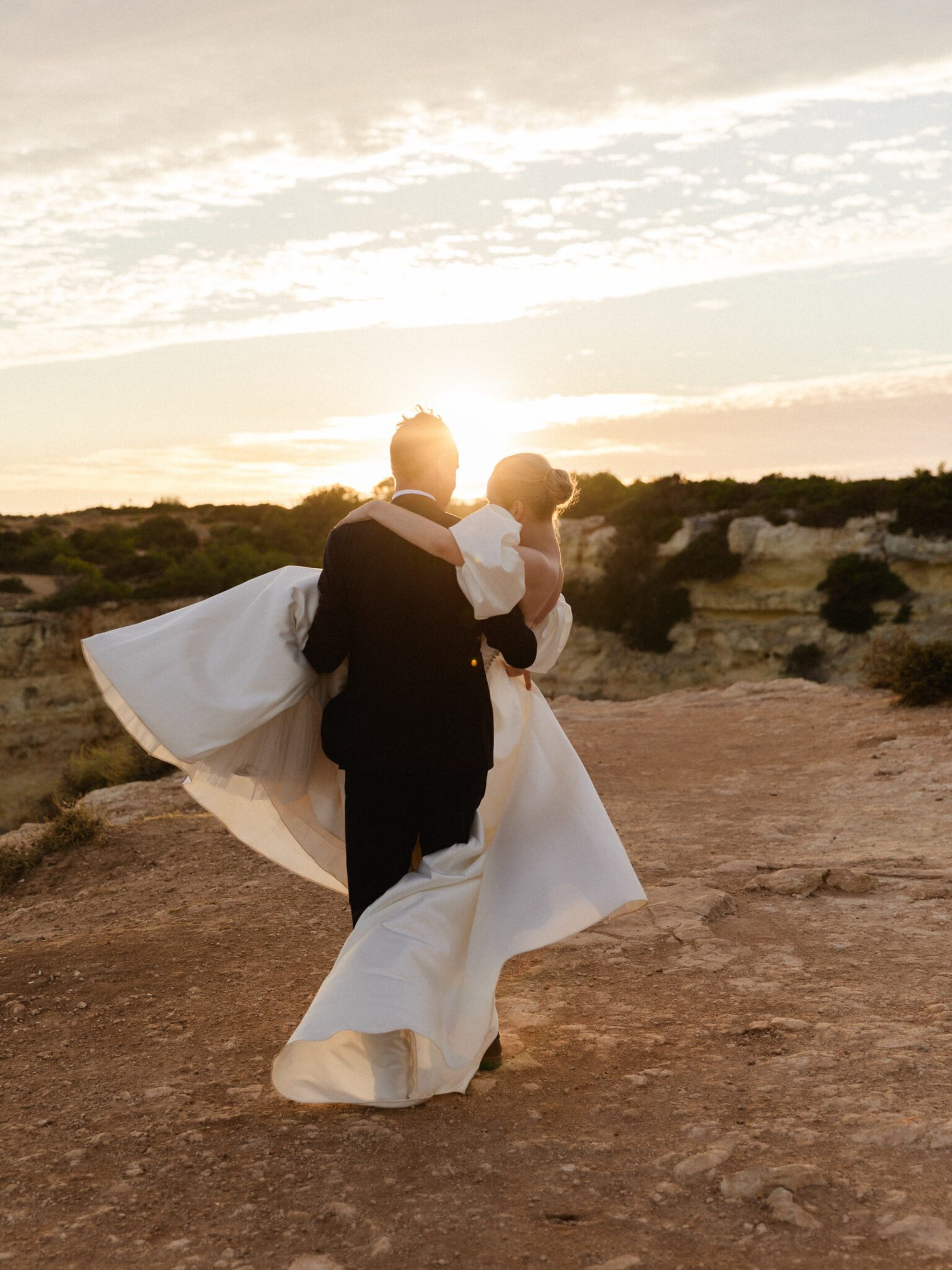 Cliff top elopement in Algarve Portugal